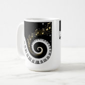 Klavier-Schlüssel und GoldMusiknoten Kaffeetasse (Vorderseite Links)