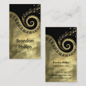 Klavier-Schlüssel und Musiknoten golden Visitenkarte (Vorne/Hinten)