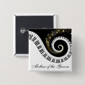 Klavier-Schlüssel-und Musiknoten-Mutter des Button (Vorne & Hinten)