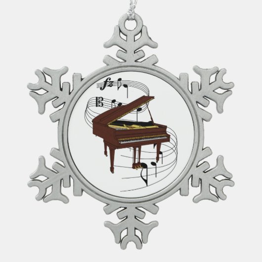Klavier Schneeflocken Zinn-Ornament (Vorderseite)