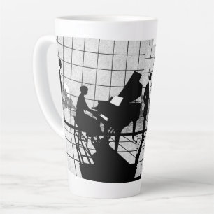 Klavier Silhouette Art Deco Stil   Schwarz und Wei Milchtasse