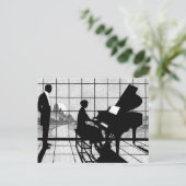 Klavier-Silhouette im Art Deco-Stil | Schwarz und Postkarte (Stehend Vorderseite)