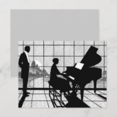 Klavier-Silhouette im Art Deco-Stil | Schwarz und Postkarte (Vorne/Hinten)