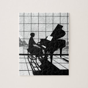 Klavier-Silhouette im Art Deco-Stil   Schwarz und  Puzzle