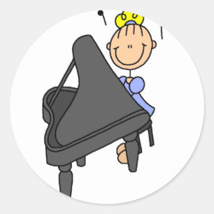 Klavier-Spieler-Aufkleber-Aufkleber Runder Aufkleber