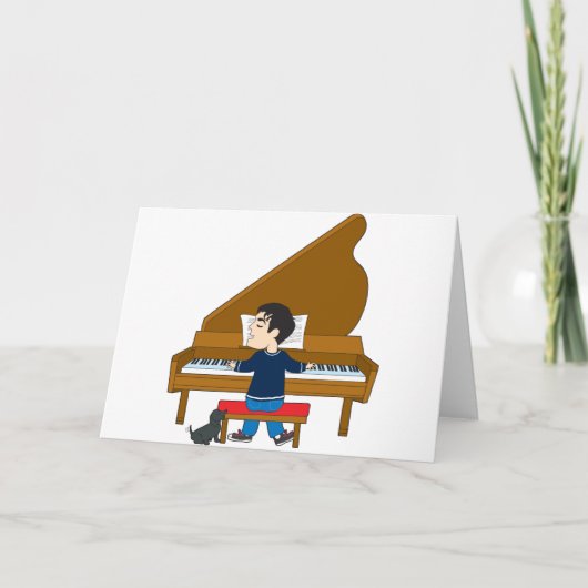 Klavier-Spieler und Hund Karte (Vorderseite)