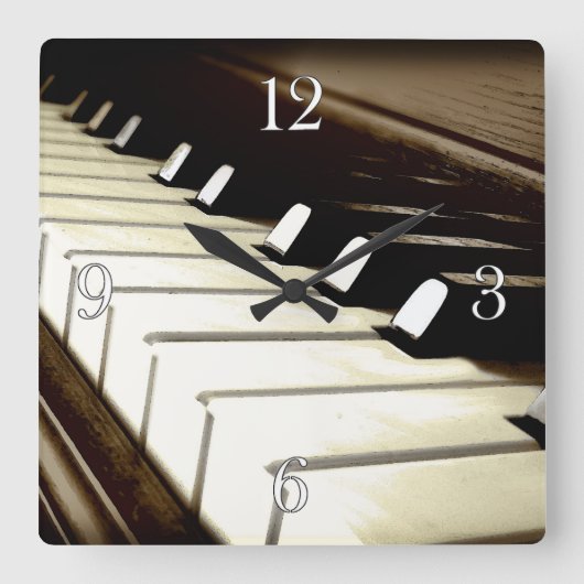 Klavier spielt Musik Lover's Wall Clock Quadratische Wanduhr (Vorderseite)