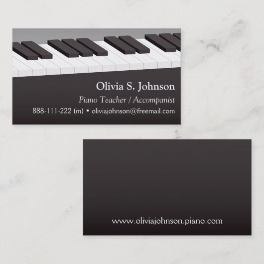 Klavier-Tastatur-Musik-Lehrer-Visitenkarten Visitenkarte (Vorne/Hinten)