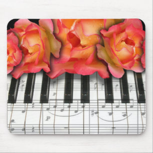 Klavier-Tastatur-Rosen und Musiknoten Mousepad