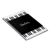 Klavier-Tastatur, Schwarzweiss-Notizbuch Notizblock (Rechte Seite)