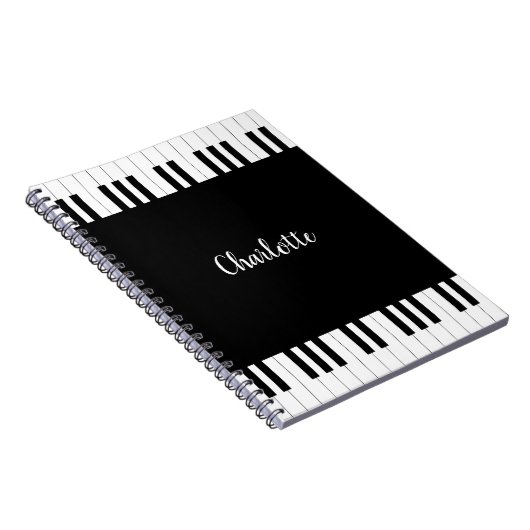Klavier-Tastatur, Schwarzweiss-Notizbuch Notizblock (Rechte Seite)