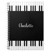 Klavier-Tastatur, Schwarzweiss-Notizbuch Notizblock (Vorderseite)