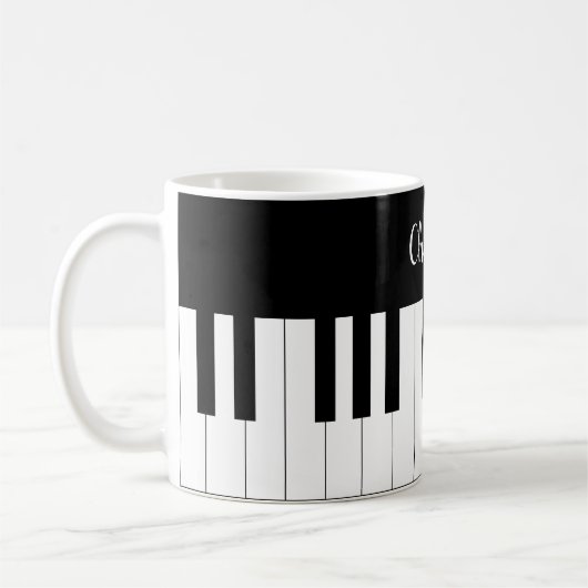 Klavier-Tastatur, Schwarzweiss-Tasse Kaffeetasse (Links)