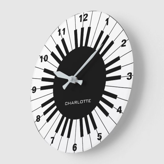 Klavier-Tastatur, Schwarzweiss-Uhr Große Wanduhr (Winkel)