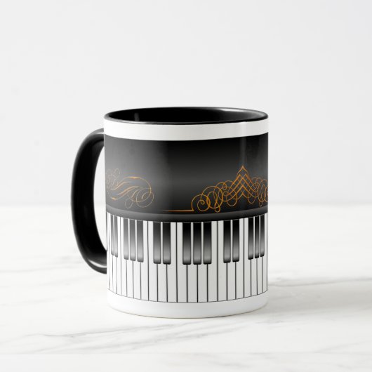 Klavier-Tastatur Tasse (Vorderseite Links)