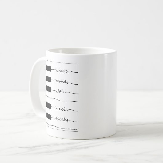 Klavier-Tastatur-Tasse mit Inspirational Zitat Kaffeetasse (Vorderseite Links)