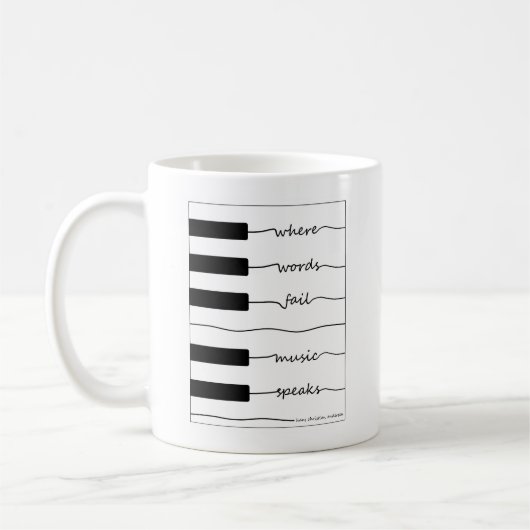 Klavier-Tastatur-Tasse mit Inspirational Zitat Kaffeetasse (Links)