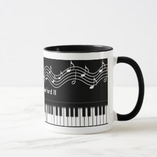 Klavier-Tastatur und Anmerkungs-Tasse Tasse