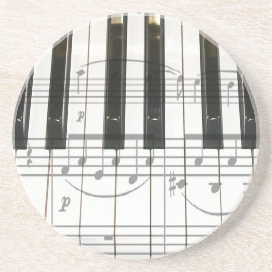 Klavier-Tastatur und Musiknoten Getränkeuntersetzer (Vorne)