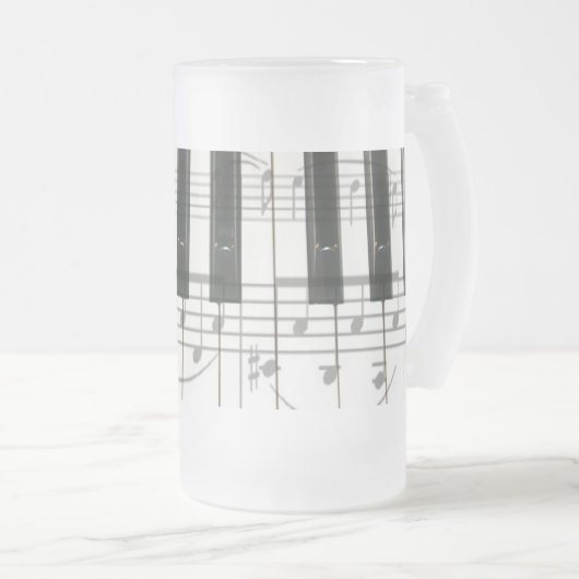 Klavier-Tastatur und Musiknoten Mattglas Bierglas (VorderseiteRechts)