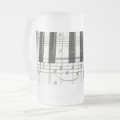 Klavier-Tastatur und Musiknoten Mattglas Bierglas (Vorderseite Links)