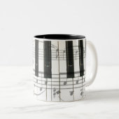 Klavier-Tastatur und Musiknoten Zweifarbige Tasse (VorderseiteRechts)