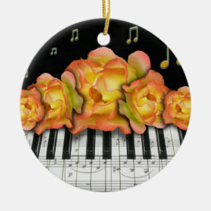 Klavier-Tastatur und Rosen-Verzierung Keramik Ornament