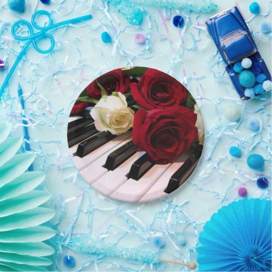 Klavier-u. Rosen-PapierTeller Pappteller (Party)