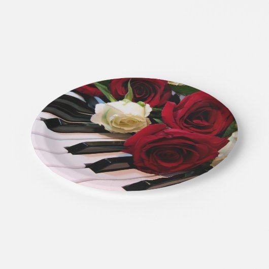 Klavier-u. Rosen-PapierTeller Pappteller (Schrägansicht)