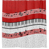 Klavier- und Musikgeschoss Duschvorhang mit rotem (Vorderseite)