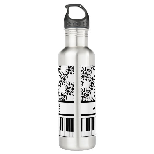Klavier und Musiknote Edelstahlflasche (Rückseite)