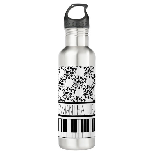 Klavier und Musiknote Edelstahlflasche (Vorderseite)
