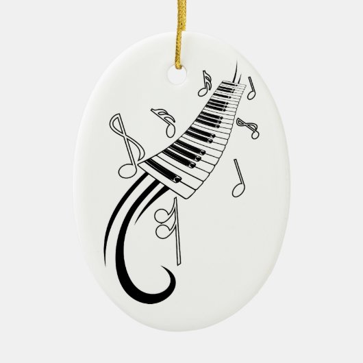 Klavier und Musiknoten Keramik Ornament (Vorne)
