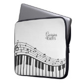 Klavier und Musiknoten mit Individuelle Name Laptopschutzhülle (Vorderseite Links)