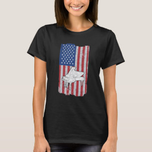 Klavier USA Flagge Klavierspieler Pianist T-Shirt