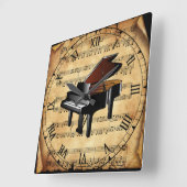 Klavier ~ Vintage Notengeschichte ~ Einzigartig Quadratische Wanduhr (Winkel)