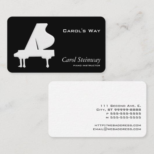 Klavier Visitenkarte (Vorne/Hinten)