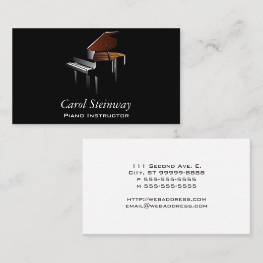 Klavier Visitenkarte (Vorne/Hinten)