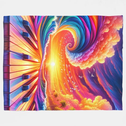 Klavierdesign Fleecedecke (Vorderseite (Horizontal))
