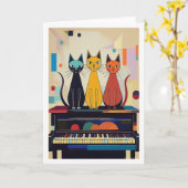 Klavierkatzen Karte (Gelbe Blume)