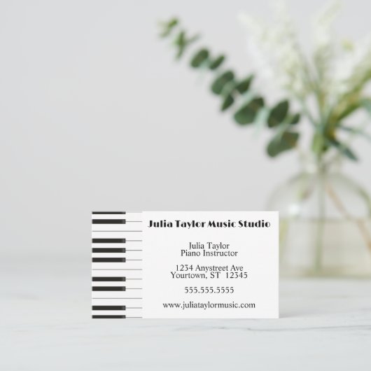 Klavierkeyboard Border Music Teacher Visitenkarte (Stehend Vorderseite)