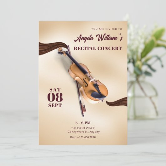 Klavierkonzert mit elegantem Musikinstrument Einladung (Stehend Vorderseite)