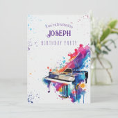 Klavierkunst Geburtstagsparty Einladung (Stehend Vorderseite)
