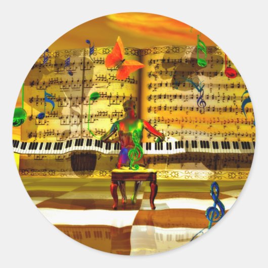 Klavierkunst Runder Aufkleber (Vorderseite)
