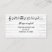 Klavierlehrer mit Tastatur Visitenkarte (Rückseite)