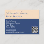 Klavierlehrer Moderne, stilvolle Keyboard-Musik Visitenkarte (Rückseite)