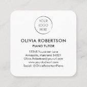 Klavierlehrer, Musikstudio, Klavierlehrer, Pianist Quadratische Visitenkarte (Rückseite)
