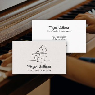 Klavierlehrer Musikunterricht Line Drawing Grand P Visitenkarte