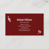 Klavierlehrer Musikunterricht QR-Code Rot Visitenkarte (Vorderseite)