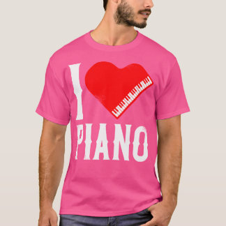 Klavierlehrer Pianist Herz Ich liebe Klavier T-Shirt